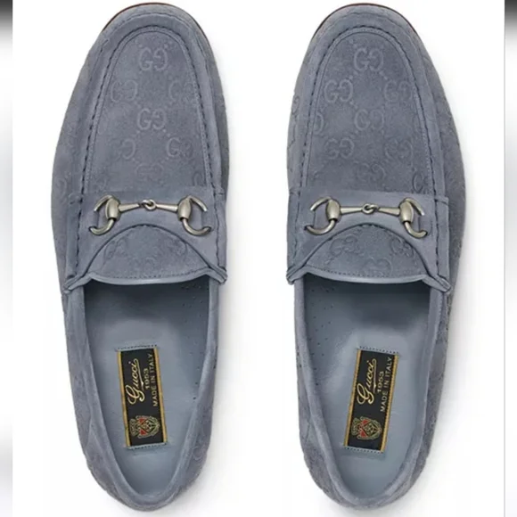 $1090 GUCCI Horsebit 1953 GG Embossed Gray Suede Loafer Shoes UK 10 US 11 EU 44 s-l1200.webp main image 4